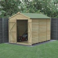 Forest Garden Beckwood Apex Shiplap Pressure Treated Double Door Windowless Shed with Base & Assembly - 6 x 10ft