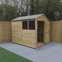 Forest Garden Beckwood Apex Shiplap Pressure Treated Double Door Shed with Base & Assembly - 6 x 8ft