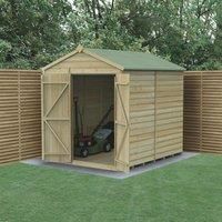 Forest Garden Beckwood Apex Shiplap Pressure Treated Double Door Windowless Shed with Base & Assembly - 6 x 8ft