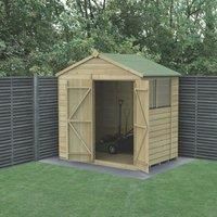 Forest Garden Beckwood Apex Shiplap Pressure Treated Double Door Shed with Base & Assembly - 7 x 5ft