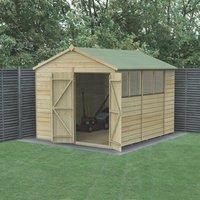 Forest Garden Beckwood Apex Shiplap Pressure Treated Double Door Shed with Base & Assembly - 8 x 10ft