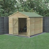 Forest Garden Beckwood Apex Shiplap Pressure Treated Double Door Windowless Shed with Base & Assembly - 8 x 10ft