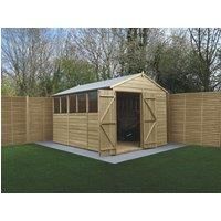 Forest Garden Beckwood Apex Shiplap Pressure Treated Double Door Shed with Base & Assembly - 8 x 12ft