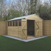 Forest Garden 12x8 Forest Beckwood Apex Shed Shiplap Double Doors 25yr Guarantee - 12 x 8 Forest Beckwood Tongue and Groove Apex Wooden Shed With Double Doors - Wit