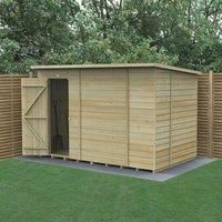 Forest Garden Beckwood Pent Shiplap Pressure Treated Windowless Shed with Base & Assembly - 10 x 6ft