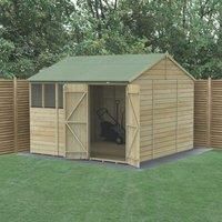 Forest Garden Beckwood Reverse Apex Shiplap Pressure Treated Double Door Shed with Base & Assembly- 10 x 10ft