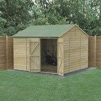 Forest Garden Beckwood Reverse Apex Shiplap Pressure Treated Double Door Windowless Shed with Base & Assembly - 10 x 10ft