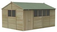 15' x 10' Forest Beckwood 25yr Guarantee Shiplap Pressure Treated Double Door Reverse Apex Wooden Shed (4.48m x 3.21m)