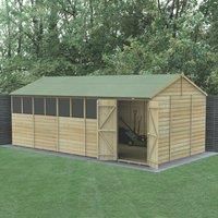 Forest Beckwood 20x10 Reverse Apex Wooden Garden Shed - 8 Windows - Double Door