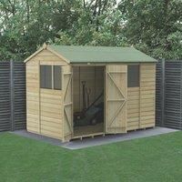 Forest Garden Beckwood Reverse Apex Shiplap Pressure Treated Double Door Shed with Base & Assembly - 10 x 6ft