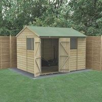 Forest Beckwood 10x8 Reverse Apex Wooden Garden Shed - 4 Windows - Double Door