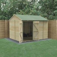 10' x 8' Forest Beckwood 25yr Guarantee Shiplap Pressure Treated Windowless Double Door Reverse Apex Wooden Shed (3.01m x 2.61m)