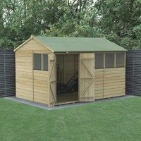 Forest Beckwood 12x8 Shed Wooden Reverse Apex 6 Window Double Door Free Delivery