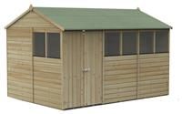 12' x 8' Forest Beckwood 25yr Guarantee Shiplap Pressure Treated Double Door Reverse Apex Wooden Shed (3.6m x 2.61m)