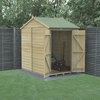 Forest Garden Beckwood Reverse Apex Shiplap Pressure Treated Double Door Windowless Shed with Base & Assembly - 5 x 7ft