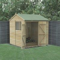 7' x 7' Forest Beckwood 25yr Guarantee Shiplap Pressure Treated Double Door Reverse Apex Wooden Shed (2.28m x 2.12m)