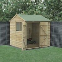 Forest Garden 7x7 Forest Beckwood Tongue and Groove Reverse Apex Wooden Shed with Double Doors - 7x7 Forest Beckwood Tongue and Groove Reverse Apex Wooden Shed with