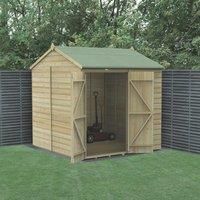 Forest Garden Beckwood Reverse Apex Shiplap Pressure Treated Double Door Windowless Shed with Base & Assembly - 7 x 7ft