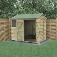 Forest Garden Beckwood Reverse Apex Shiplap Pressure Treated Double Door Shed with Base & Assembly - 8 x 6ft