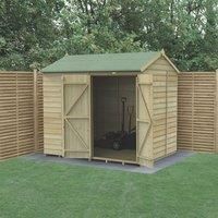 Forest Garden Beckwood Reverse Apex Shiplap Pressure Treated Double Door Windowless Shed with Base & Assembly - 8 x 6ft