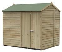 8' x 6' Forest Beckwood 25yr Guarantee Shiplap Pressure Treated Windowless Double Door Reverse Apex Wooden Shed (2.42m x 1.99m)