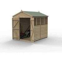 8' x 6' Forest Beckwood 25yr Guarantee Shiplap Pressure Treated Double Door Apex Wooden Shed - 4 Windows (2.42m x 1.99m)