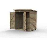 6' x 4' Forest 4Life 25yr Guarantee Overlap Pressure Treated Double Door Pent Wooden Shed (1.98m x 1.39m)