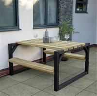 Forest Colour Block Wooden Garden Picnic Bench 4'8 x 4'7 (1.42m x 1.40m)