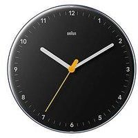 Braun Classic Analogue Wall Clock with Silent Sweeping Quartz Movement, Easy to Read, 23cm Diameter in Black, Model BC26B.