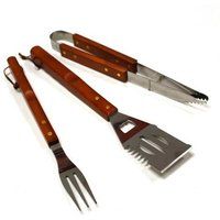 Kingfisher 3 Piece Wooden BBQ Tool Set