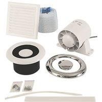 Xpelair AL100 100mm Axial Inline Bathroom Shower Extractor Fan Kit White / Chrome 220-240V (416FH)