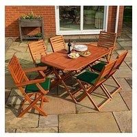 Rowlinson Plumley 6 Seater Dining Set with Green Cushions