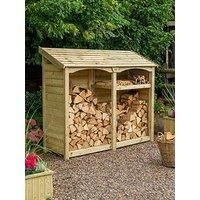 Rowlinson Heritage Double Wooden Log Wood Store Kindling Shelf Garden Storage