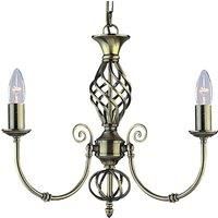 Zanzibar Antique Brass 3 Light Fitting - Twisted Column, Adjustable Height