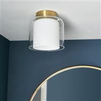 Shore Light Ava Metal & Glass Flush Ceiling Light - Gold