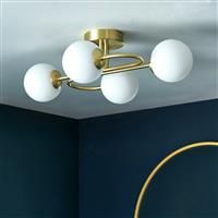 Shore Light Rahda Glass 4 Light Flush Ceiling Light - Gold