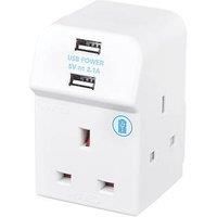 Masterplug 13A 3 Socket Fused Adaptor with 2 USB Charging Points Plastic - wilko