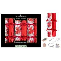 Harvey & Mason 6 Poinsettia Christmas Crackers Red Metallic White Glitter Deluxe Family Xmas