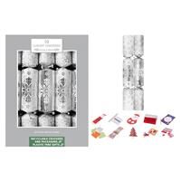 10 Luxury Snowflake Christmas Crackers Silver & White Family Crackers 14 Inch