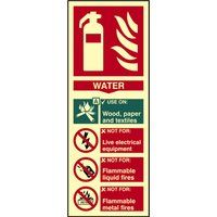 Scan SCA1590 Self adhesive PVC sign - Fire extinguisher composite - Water - Photoluminescent 75 x 200mm