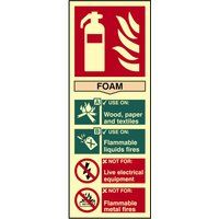 Scan SCA1591 Self adhesive PVC sign - Fire extinguisher composite - Foam - Photoluminescent 75 x 200mm