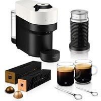 Nespresso Coffee Machine Baritsa Bundle includes Vertuo Pop White by Krups, Milk Frother, 2xNespresso Mugs, 2 x spoons, Melozio Nespresso coffee pods & Chiaro Nespresso coffee pods