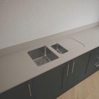 Metis Solid Surface Worktop with 1.5 Bowl Stainless Steel Sink 3050 x 620 x 15mm in Brown Fleck Composite