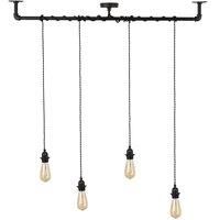 Metal Ceiling Light Fitting Industrial Black Pipe Pendant Hanging Lights Bulbs