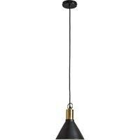 Metal Ceiling Light Fitting Tapered Black & Brass Pendant Fitting Shade LED Bulb