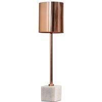 Large Table Lamp Copper Light Shade Lampshade Solid White Marble Base LED Bulb