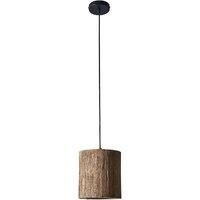 Natural Ceiling Light Fitting Rustic Wood Cylinder Living Room Lighting LED Bulb