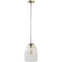 Black & Brass Ceiling Light Fitting Textured Glass Pendant Shade Living Room