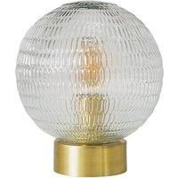 Vintage Brass Table Lamp Glass Globe Shade Bedside Living Room Light LED Bulb