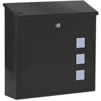 Sterling MB08BK Burg Wächter Aire Wall Mounted Galvanised Steel Lockable Weatherproof Post Box - Black - 37x36x11cm